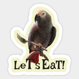 African Grey Parrot Let's Eat Sticker